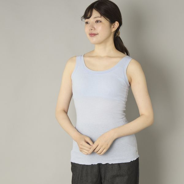 丸福ガーゼ/カップ付無地タンクトップ -素材ブランドから生まれた上質